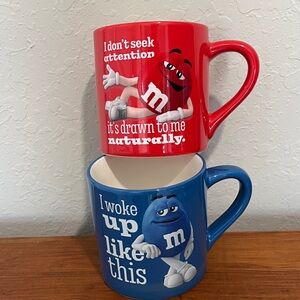 M&M'S Red or Blue Character Mugs Humorous Sayings 16 Oz